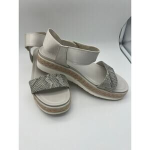 Franco Sarto Tinaka White & Gray Snakeskin Espadrille Sandals Shoes Size 9.5M
